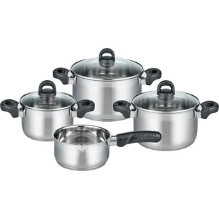 Elo Basic Topf-Set »Turmalin« Set, je 1 Fleischtopf Ø 16/20/24 cm, 1x Stielkasserolle Ø 16 cm, 7 Stk. tlg. Edelstahl 18/10, silberfarben