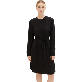 TOM TAILOR Damen Kleid aus Viskose mit Bindegürtel, deep black, 40