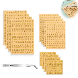 Buchstaben Aufkleber Gold Set 12 Blatt Alphabet Sticker Selbstklebend Groß Kleinbuchstaben Zahlen Klebebuchstaben mit Pinzette für Scrapbooking DIY Basteln Kerzen Deko Alternative zu Wachsbuchstaben