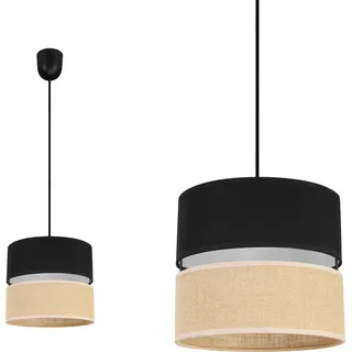 Hängelampe, Deckenleuchter, Lampenschirm 20cm, schwarz - Schwarz, Braun