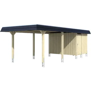 SKANHOLZ Skan Holz Carport Wendland Natur + Anbau 362 x 870 cm EPDM-Dach