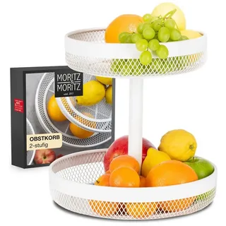 Moritz & Moritz Obstständer aus weißem Metall - Obstschale modern weiß - Obstkorb Etagere weiß