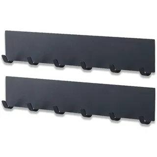 EUDUQ 2 Stück Schlüsselbrett mit 6 Haken,Metall Schlüsselhalter Wand,Schlüsselboard ohne bohren,Selbstklebendes Schlüsselhaken Für Schlüsselaufbewahrung Hängen Küchenbesteck Schwarz