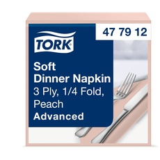 Tork 477912 Soft Dinnerserviette Apricot / Papierservietten 3 lagig / Ideale Qualität und Größe für ein Abendessen / Advanced Qualität / 12 x 100 (1200) Servietten / 39 x 39 cm (B x L)