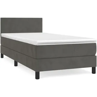 vidaXL Boxspringbett mit Matratze Dunkelgrau 90x200 cm Samt - Grau