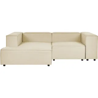 Beliani Ecksofa Beige Leinen L-förmig 2-Sitzer Modulsofa Rechtsseitig Wohnzimmermöbel Modern Wohnzimmer Salon Wohnecke Sitzecke - Beige, Schwarz