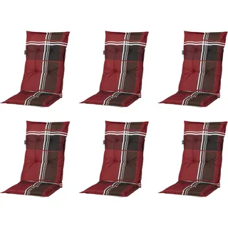 Madison 6x A023 Hochlehner Gartenstuhl Auflagen 120x50x8cm rot kariert