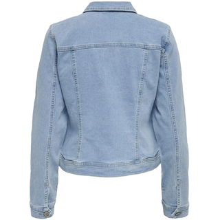 Jeansjacke ONLY "ONLWONDER – Jeansjacke in kurzer Form mit Stretch", Damen, Gr. S (36), blau (light blau), Denim/Jeans, Obermaterial: 70% Baumwolle, 21% Polyester, 8% Viskose, 1% Elasthan, unifarben, normal, Jacken Jeansjacke, figurbetont, casual, Denim, Baumwollmischung, Brusttaschen