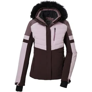 killtec Damen Skijacke/Funktionsjacke in Daunenoptik mit abzippbarer Kapuze und Schneefang KSW 101 WMN SKI QLTD JCKT, dunkelweinrot, 46, 42038-000