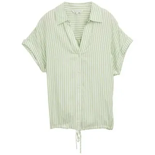 Tom Tailor Kurzarm-bluse True Green/Weiß 38