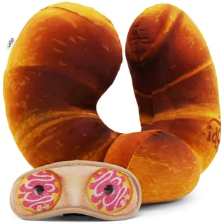 Oh My Pop! Croissant-Nackenkissen und Schlafmaske, Orange