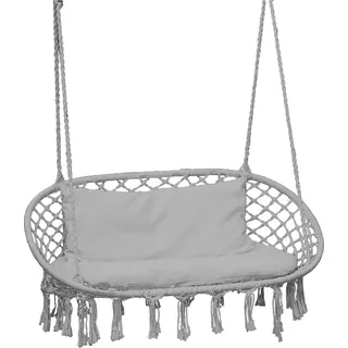 Linder Exclusiv Doppel-Hängesessel, Hängesitz, Hängestuhl, Hängeschaukel, Hängekorb Dunkelgrau Hellgrau - Grau