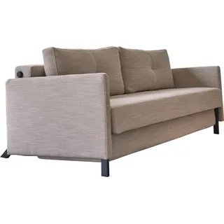 Innovation Living Schlafsofa Cubed mit Armlehnen Stoff Sand Grey 140 cm