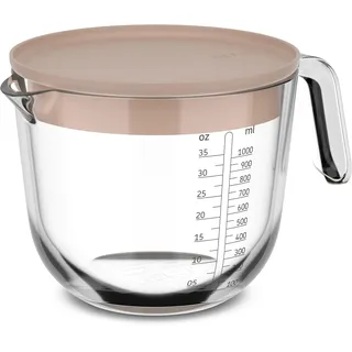Mepal Messbecher Chef it 1,0 Liter aus Glas mit Deckel chalk (beige)