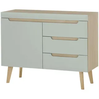 Furn.Design Sideboard Pistazie grün, Eiche, skandinavisch 107 cm, Kommode mit Soft-Close , Pastellgrün, Eichefarben , Holzwerkstoff , Nachbildung, Echtholz,Eiche , Uni, Holz Optik , 3 Schubladen , Rechteckig , eckig , 107x83x40 cm , FSC 100% , Kleinmöbel, Kommoden, Kommoden