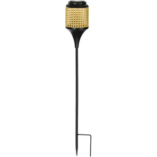 EGLO Solar Gartenfackel Z_Solar, Gartenlampe Boho mit Erdspieß | Solarlampe für außen, Outdoor LED Lampe Garten, Metall in Schwarz, Braun, warmweiß, IP44
