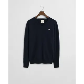 GANT Superfine Lambswool Pullover Mit V-ausschnitt - Marine - 3XL