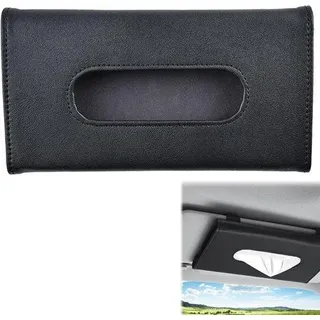 2 Stück Autoserviettenhalter, Autospiegel- Serviettenhalter, Autoserviettenbox, Serviettenkasten, Kunstleder-Autoserviettenbox, Sonnenvisier-Serviettenhalter, Sonnenvisier-Napkinhalter, schwarz