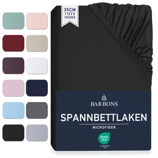 Spannbettlaken 180x200cm - 35 cm Tiefe Tasche Spannbetttuch Oeko-TEX Zertifiziert Gebürstete Polyester Mikrofaser Bettlaken Bettbezug für Boxspringbett Dicke Matratzen (180 x 200 cm - Schwarz)