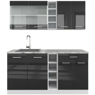 Vicco Küchenzeile R-Line 160 cm Anthrazit Hochglanz/Weiß