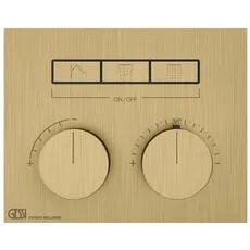 Gessi HI-FI, Fertigmontageset Unterputz-Thermostat mit Tasten-Bedienung, 3 separate Ausgänge, 63006, Farbe: Messing gebürstet PVD