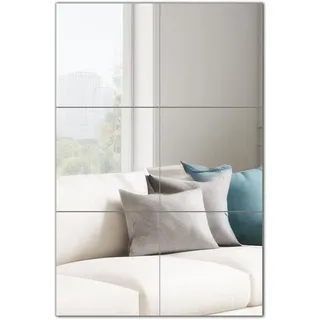 Muzilife Glas spiegelfliesen selbstklebend, 6 Stücke 26x26cm DIY Wandspiegel mit 24 Klebe zum Aufkleben, HD Spiegel Set in Küche, Wohn- und Badezimmer