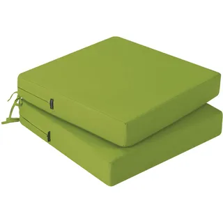 PRIMEPATIO Stuhlkissen für den Außenbereich 2er-Set, wasserdichte Sitzkissen für den Außenbereich, farbechte Terrassenstuhlkissen mit Bändern, Terrassenmöbel, Gartensofa, 45x45cm, Apfelgrün