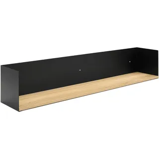 Mid.you Wandboard , Schwarz , Holz, Metall, Holzwerkstoff , Tanne , furniert , 100x18x18 cm , Wohnzimmer, Regale, Wandboards