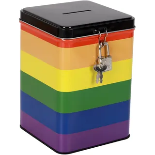 I-TOTAL® – Lustige Spardose mit Vorhängeschloss und Schlüssel, Sparbüchse aus Metall mit Verschluss (Love is Love)