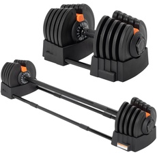 TREXO Verstellbare 2in1 Kurz-und Hantelstangen Set 2 kg bis 41 kg | Ideal für Krafttraining, Fitness und Muskelaufbau | Kurzhanteln und Langhanteln Einstellbar Set aus Eisen mit Ergonomischem Griff