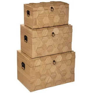 Atmosphera - Set aus 3 Kisten "Arty" - Holz - Beige