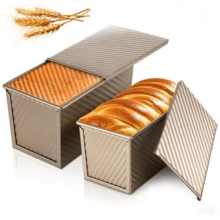 Luziyun 2PCS Antihaft Brotbackform Toastform mit Deckel, Toastbrotform Backform Kastenform Kuchenform Brotbackformen Toast Brot Backform mit Deckel, geeignet zum Backen von Brot und Kuchen