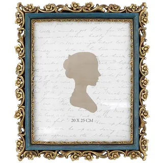 Sunlit Vintage-Bilderrahmen, 20,3 x 25,4 cm, luxuriöser Antik-Bilderrahmen mit Glasfront, Foto-Display, Wandbehang, Geschenkideen, Gold und Blau