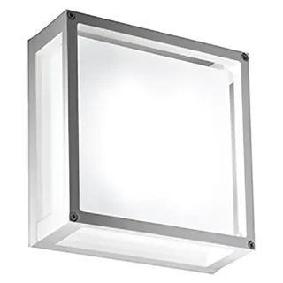 Wand- und Deckenleuchte für Innen und Außen, 25 x 25 cm, mattweißes Aluminium, satiniertes Glas, E27-Fassung, Schutzart IP54, elegantes Design - Weiß