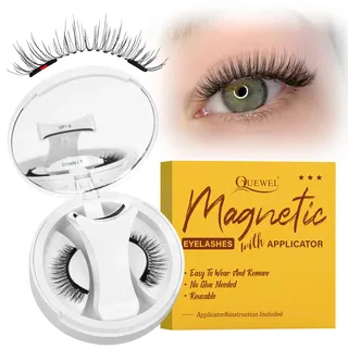 Kein Kleber erforderlich Magnetische-Wimpern 1 Parr, klein und tragbar Magnet-Wimpern leicht zu verstauen, einfach zu bedienen Wimpern-Magnetisch natürlicher Look mit Applikator (NZ-G)
