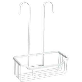 Wenko Duschregal mit Kunststoffkappen zum Einhängen an die Armatur in der Dusche für zusätzliche Stellfläche, Duschablage aus Aluminium 25 x 36 x 14 cm, Silber
