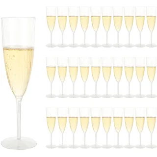 VIDETOL 32 Stück Sektgläser Plastik, 180ml Plastik Sektgläser, Champagner Gläser, Transparent Champagnergläser, Sektglaser Kunststoff für Party, Geburtstag, Hochzeit