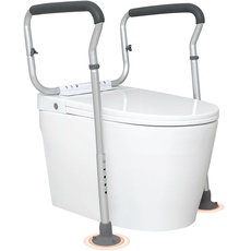 VEVOR Toiletten Aufstehhilfe Toilettensitzerhöhung Armlehne 45–55 cm / 67-77 cm Einstellbar, 136 kg Tragfähigkeit Robust WC Aufstehhilfe Toiletten Haltegriffe Toilettensitzerhöhung WC Haltegriff