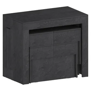 Tisch- und Stuhlset Dadamoni, Mehrzweckkomposition, Set mit Konsole und 2 ausziehbaren Bänken, 100 %  Italy, 66 x 25 x 45 cm, Schiefer - Grau