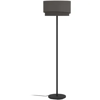 EGLO Stehlampe Manderline, edle Wohnzimmer Lampe, Standleuchte aus Metall mit Textil-Schirm in Mokka, Cappuccino und Messing, Stehleuchte mit Schalter, E27 Fassung