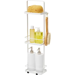Yamazaki 6634 TOWER 3-stöckiges schmales Badregal, weiß, Stahl, minimalistisch, 18 x 12 x 67 cm