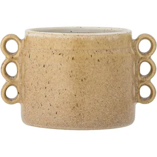 Bloomingville Souri Blumentopf, einzigartig, handdekoriert, rustikales braunes Steingut, perfekt f�r Safran- und Ingwer-Themeng�rten, D15 x H12 cm, belastbar und langlebig, nat�rliche Glasur, variiert