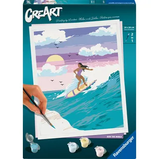 Ravensburger CreArt 12023202 - Wellenritt - Malen nach Zahlen Erwachsene, DIY Malset mit Pinsel und Acrylfarben, Geschenk für Frauen und Männer, Malen für Erwachsene