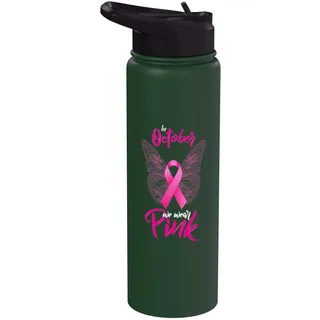 Im Oktober tragen wir rosa Kampf Brustkrebs Band Schmetterling Stainless Steel Insulated Water Bottle