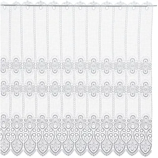 Plauener Spitze by Modespitze, Store Bistro Gardine Scheibengardine mit Stangendurchzug, hochwertige Stickerei, Höhe 96 cm, Breite 144 cm, Weiß