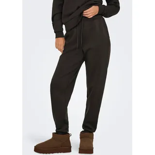 Sweathose ONLY PLAY "ONPLOUNGE HW SWEAT PNT - NOOS", Damen, Gr. XL (42), N-Gr, braun (chocolate torte), Sweatware, Obermaterial: 80% Polyester, 15% Viskose, 5% Elasthan, unifarben, regular fit knöchellang, Hosen Sweathose, mit Kordelzug