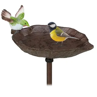 Relaxdays Vogeltränke , Braun , Metall, Kunststoff , 18.5x100x13 cm , Dekoration, Gartendeko