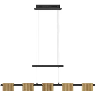 Waldwelt Led-Hängeleuchte , Schwarz , Holz, Metall , Eiche , massiv , länglich , 10x150x100 cm , höhenverstellbar, 3 Helligkeitsstufen , Lampen & Leuchten, Leuchtenserien