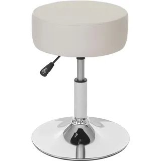 Mendler Hocker HWC-C22, Sitzhocker Schminkhocker, höhenverstellbar Ø 35cm - Kunstleder, creme