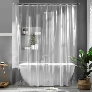 MIULEE Duschvorhang Transparent 150x180cm Anti-Schimmel Plastik Duschvorhänge Wasserdicht mit 3 Gewicht Magnete unten und Waschbar Schnelltrocknend Badezimmer für Badewanne Duschvorhänge mit 10 Ringe